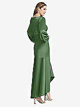 Rear View Thumbnail - Vineyard Green Puff Sleeve Asymmetrical Drop Waist High-Low Slip Dress - Teagan