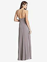 Rear View Thumbnail - Cashmere Gray High Neck Chiffon Maxi Dress with Front Slit - Lela