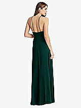 Rear View Thumbnail - Evergreen High Neck Chiffon Maxi Dress with Front Slit - Lela