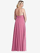 Alt View 2 Thumbnail - Orchid Pink High Neck Chiffon Maxi Dress with Front Slit - Lela