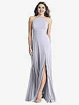 Front View Thumbnail - Silver Dove High Neck Chiffon Maxi Dress with Front Slit - Lela