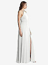 Side View Thumbnail - White High Neck Chiffon Maxi Dress with Front Slit - Lela