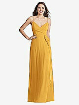Front View Thumbnail - NYC Yellow Chiffon Maxi Wrap Dress with Sash - Cora