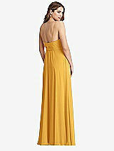 Rear View Thumbnail - NYC Yellow Chiffon Maxi Wrap Dress with Sash - Cora