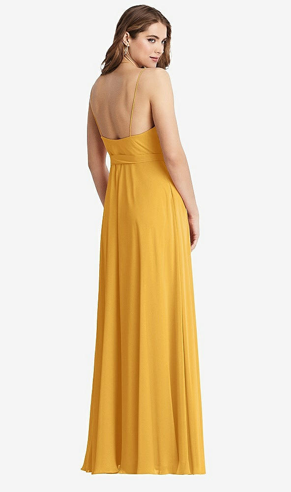 Back View - NYC Yellow Chiffon Maxi Wrap Dress with Sash - Cora