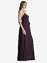 Side View Thumbnail - Aubergine Chiffon Maxi Wrap Dress with Sash - Cora