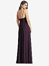 Rear View Thumbnail - Aubergine Chiffon Maxi Wrap Dress with Sash - Cora
