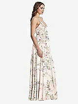 Side View Thumbnail - Blush Garden Chiffon Maxi Wrap Dress with Sash - Cora