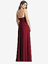 Rear View Thumbnail - Burgundy Chiffon Maxi Wrap Dress with Sash - Cora