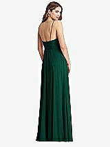 Rear View Thumbnail - Hunter Green Chiffon Maxi Wrap Dress with Sash - Cora