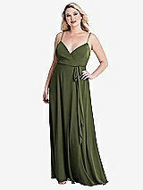 Alt View 1 Thumbnail - Olive Green Chiffon Maxi Wrap Dress with Sash - Cora