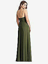 Rear View Thumbnail - Olive Green Chiffon Maxi Wrap Dress with Sash - Cora