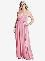 Alt View 1 Thumbnail - Peony Pink Chiffon Maxi Wrap Dress with Sash - Cora