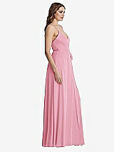 Side View Thumbnail - Peony Pink Chiffon Maxi Wrap Dress with Sash - Cora