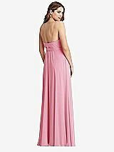 Rear View Thumbnail - Peony Pink Chiffon Maxi Wrap Dress with Sash - Cora