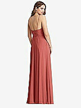 Rear View Thumbnail - Coral Pink Chiffon Maxi Wrap Dress with Sash - Cora