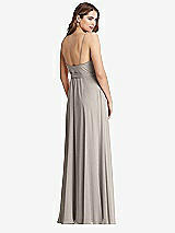 Rear View Thumbnail - Taupe Chiffon Maxi Wrap Dress with Sash - Cora