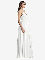 Side View Thumbnail - White Chiffon Maxi Wrap Dress with Sash - Cora