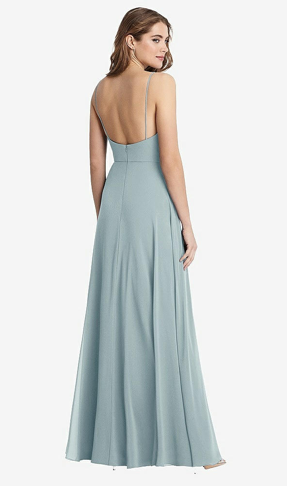 Back View - Morning Sky Square Neck Chiffon Maxi Dress with Front Slit - Elliott