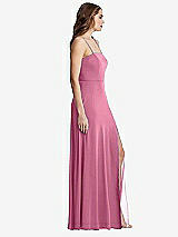 Side View Thumbnail - Orchid Pink Square Neck Chiffon Maxi Dress with Front Slit - Elliott