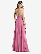 Rear View Thumbnail - Orchid Pink Square Neck Chiffon Maxi Dress with Front Slit - Elliott