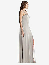 Side View Thumbnail - Oyster Square Neck Chiffon Maxi Dress with Front Slit - Elliott