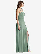 Side View Thumbnail - Seagrass Square Neck Chiffon Maxi Dress with Front Slit - Elliott