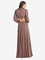 Rear View Thumbnail - Sienna Bishop Sleeve Ruffled Chiffon Cutout Maxi Dress - Harlow 