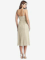Rear View Thumbnail - Champagne Lace Bustier Midi Dress with Spaghetti Straps
