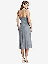 Rear View Thumbnail - Platinum Lace Bustier Midi Dress with Spaghetti Straps