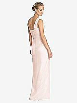 Rear View Thumbnail - Blush One-Shoulder Draped Maxi Dress with Front Slit - Aeryn