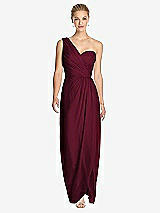 Front View Thumbnail - Cabernet One-Shoulder Draped Maxi Dress with Front Slit - Aeryn