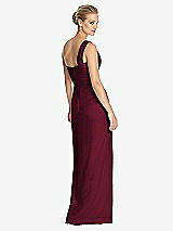 Rear View Thumbnail - Cabernet One-Shoulder Draped Maxi Dress with Front Slit - Aeryn