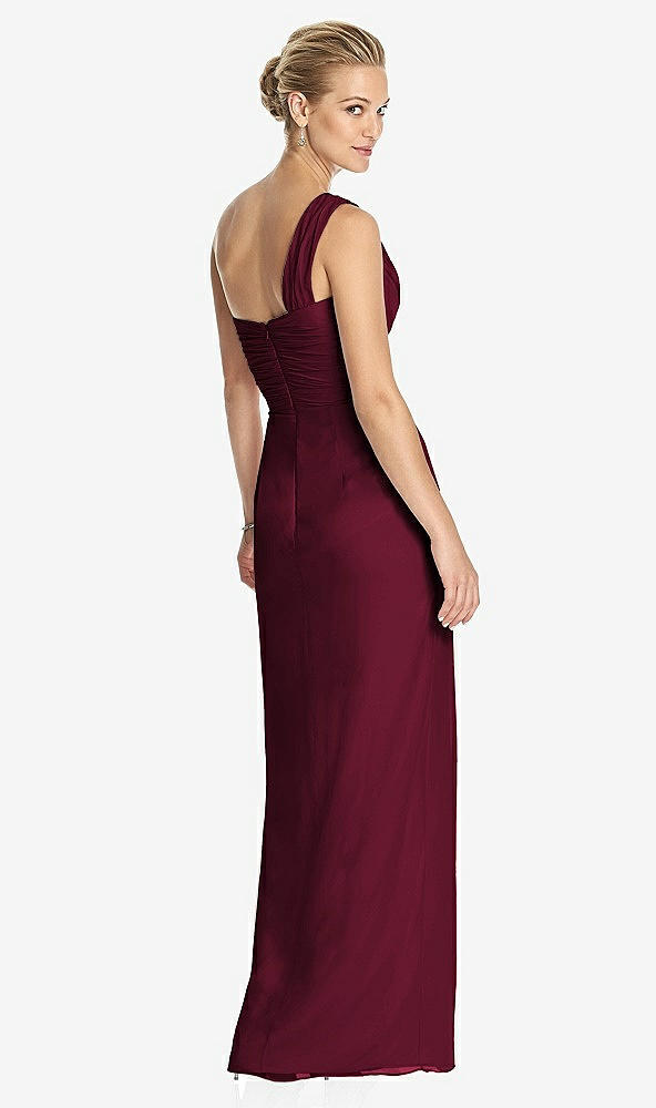 Back View - Cabernet One-Shoulder Draped Maxi Dress with Front Slit - Aeryn