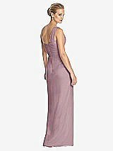Rear View Thumbnail - Dusty Rose One-Shoulder Draped Maxi Dress with Front Slit - Aeryn