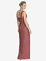 Rear View Thumbnail - English Rose One-Shoulder Draped Maxi Dress with Front Slit - Aeryn