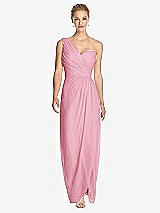 Front View Thumbnail - Peony Pink One-Shoulder Draped Maxi Dress with Front Slit - Aeryn