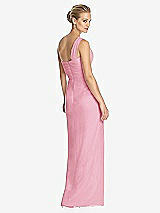 Rear View Thumbnail - Peony Pink One-Shoulder Draped Maxi Dress with Front Slit - Aeryn