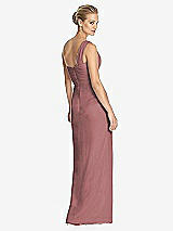 Rear View Thumbnail - Rosewood One-Shoulder Draped Maxi Dress with Front Slit - Aeryn