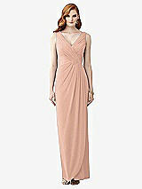 Front View Thumbnail - Pale Peach Sleeveless Draped Faux Wrap Maxi Dress - Dahlia