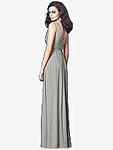 Rear View Thumbnail - Chelsea Gray Draped V-Neck Shirred Chiffon Maxi Dress