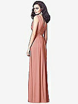 Rear View Thumbnail - Desert Rose Draped V-Neck Shirred Chiffon Maxi Dress