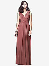 Front View Thumbnail - English Rose Draped V-Neck Shirred Chiffon Maxi Dress