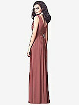 Rear View Thumbnail - English Rose Draped V-Neck Shirred Chiffon Maxi Dress