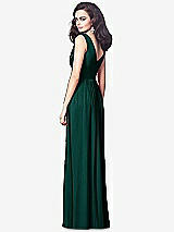 Rear View Thumbnail - Evergreen Draped V-Neck Shirred Chiffon Maxi Dress