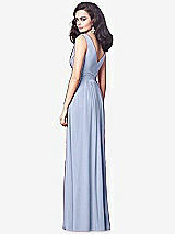 Rear View Thumbnail - Sky Blue Draped V-Neck Shirred Chiffon Maxi Dress