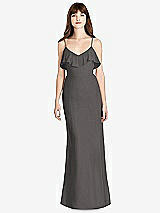 Front View Thumbnail - Caviar Gray Ruffle-Trimmed Backless Maxi Dress