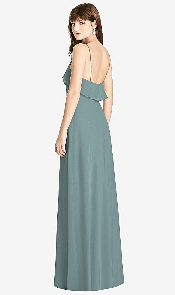 Back View - Icelandic Ruffle-Trimmed Backless Maxi Dress