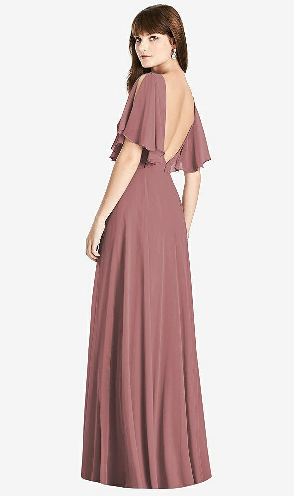 Front View - Rosewood Split Sleeve Backless Maxi Dress - Lila