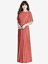 Rear View Thumbnail - Coral Pink Split Sleeve Backless Maxi Dress - Lila
